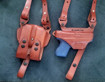 Picture of LEFT HAND TAN LEATHER HORIZONTAL SHOULDER HOLSTER FOR GLOCK 42/43